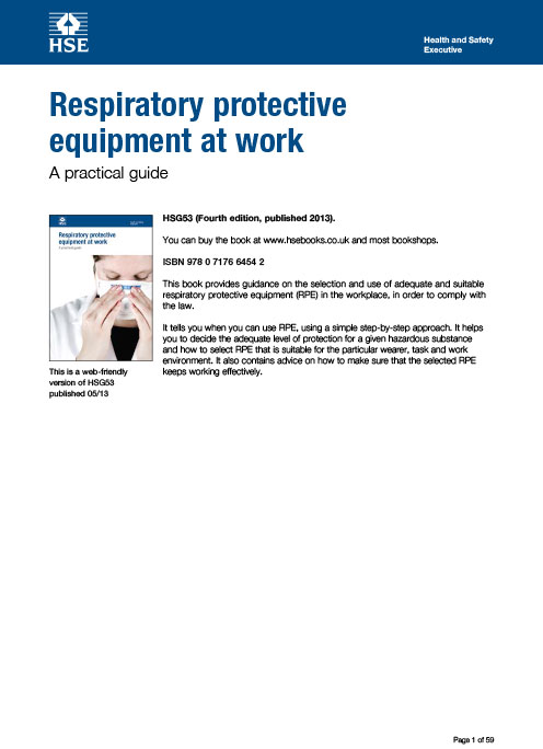 Asbestos specialists Respiratory protective equipment at work